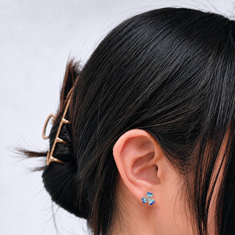How to Style Blue and White Clover Stud Earrings