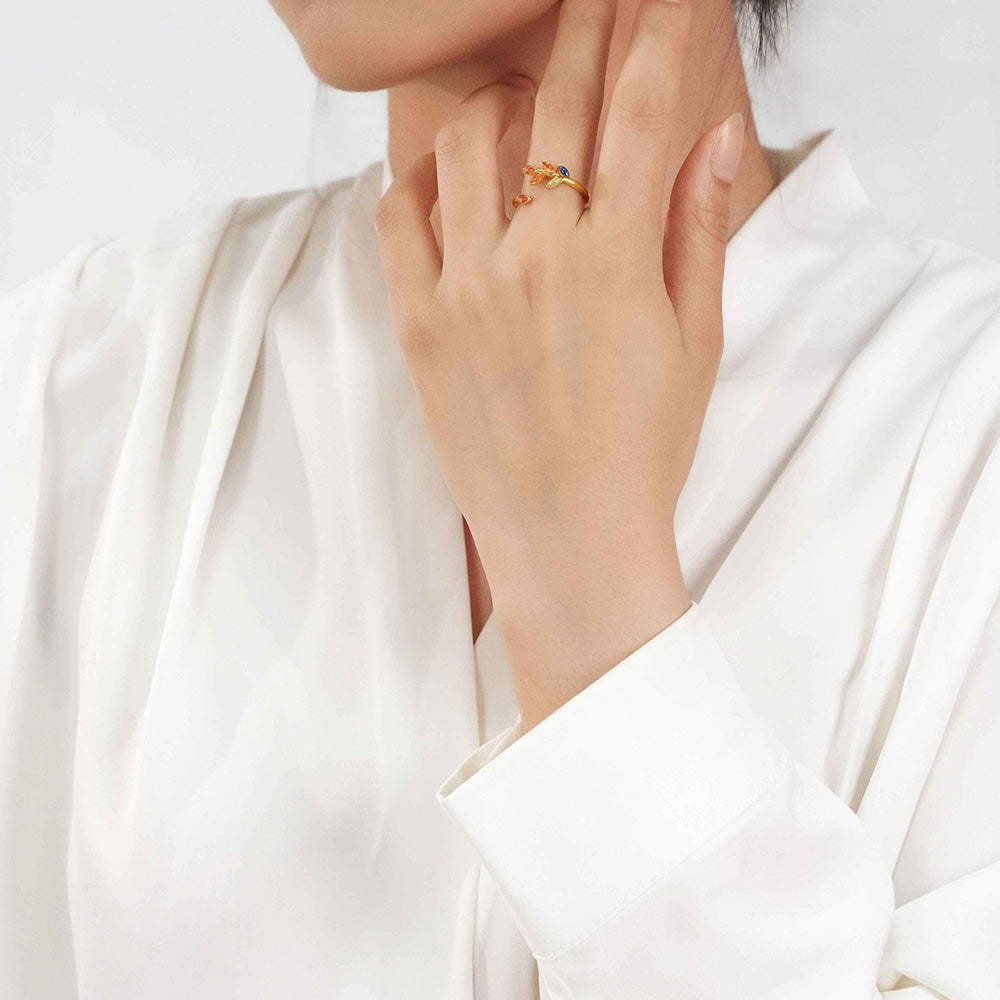 Dunhuang-Colored Olive Branch Ring