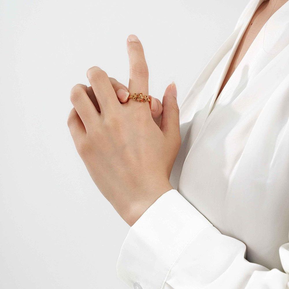 Five-Petal Flower Ring - Red & Prosperous Series