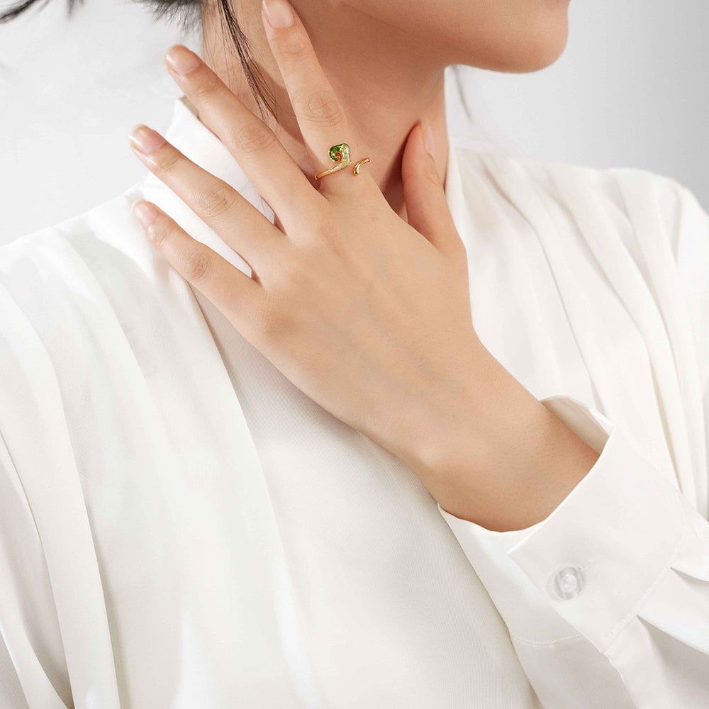 Jade Green Auspicious Cloud Open Ring