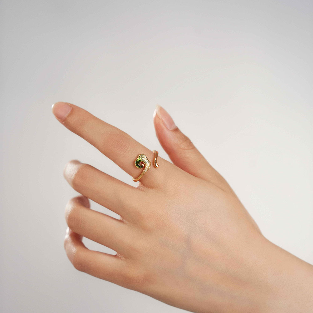 Jade Green Auspicious Cloud Open Ring