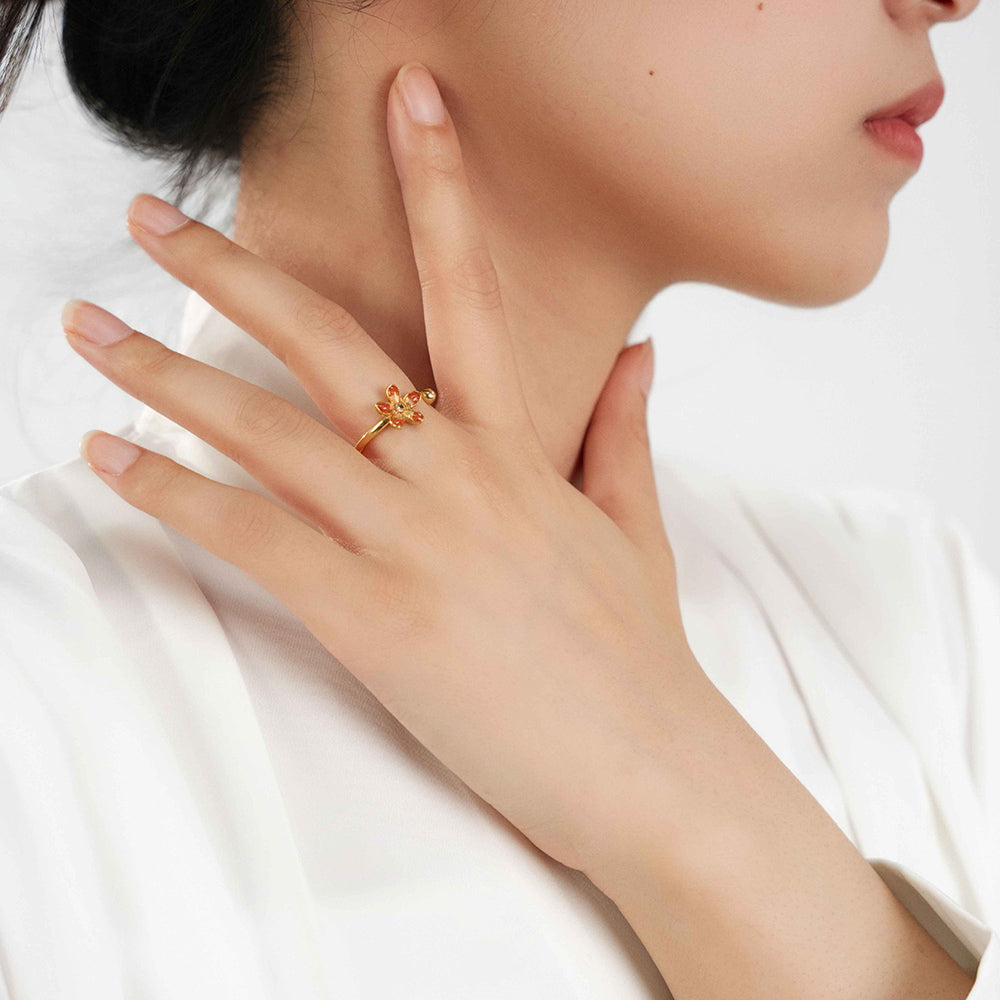 Red Prosperity Daisy Ring