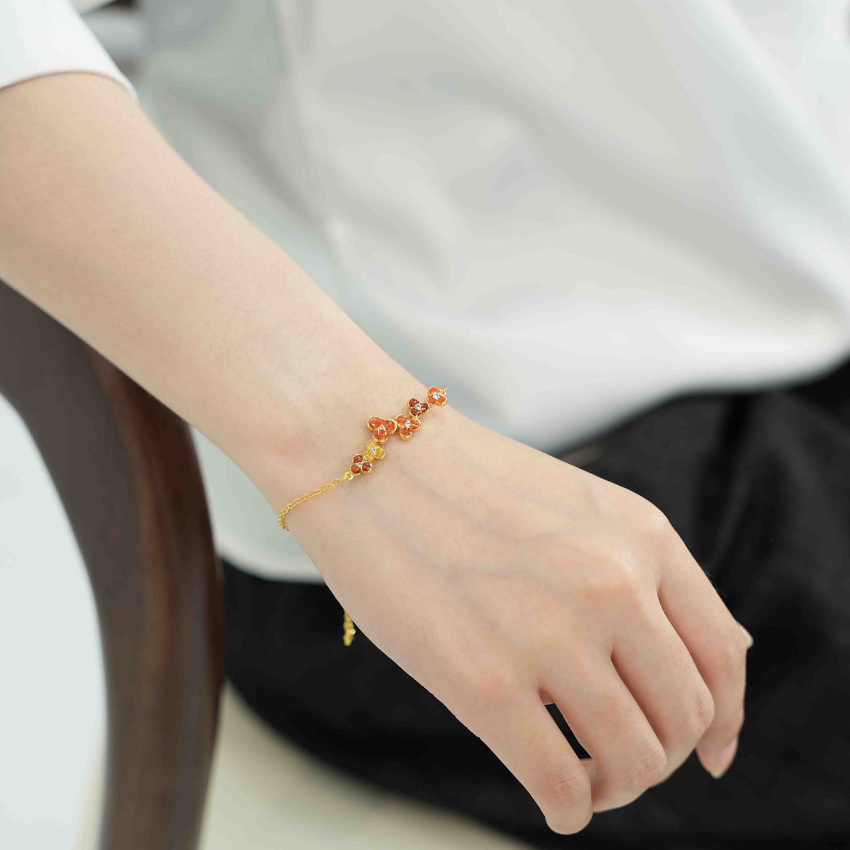 Bracelet – Three-Petal Flower, Prosperous Red Series