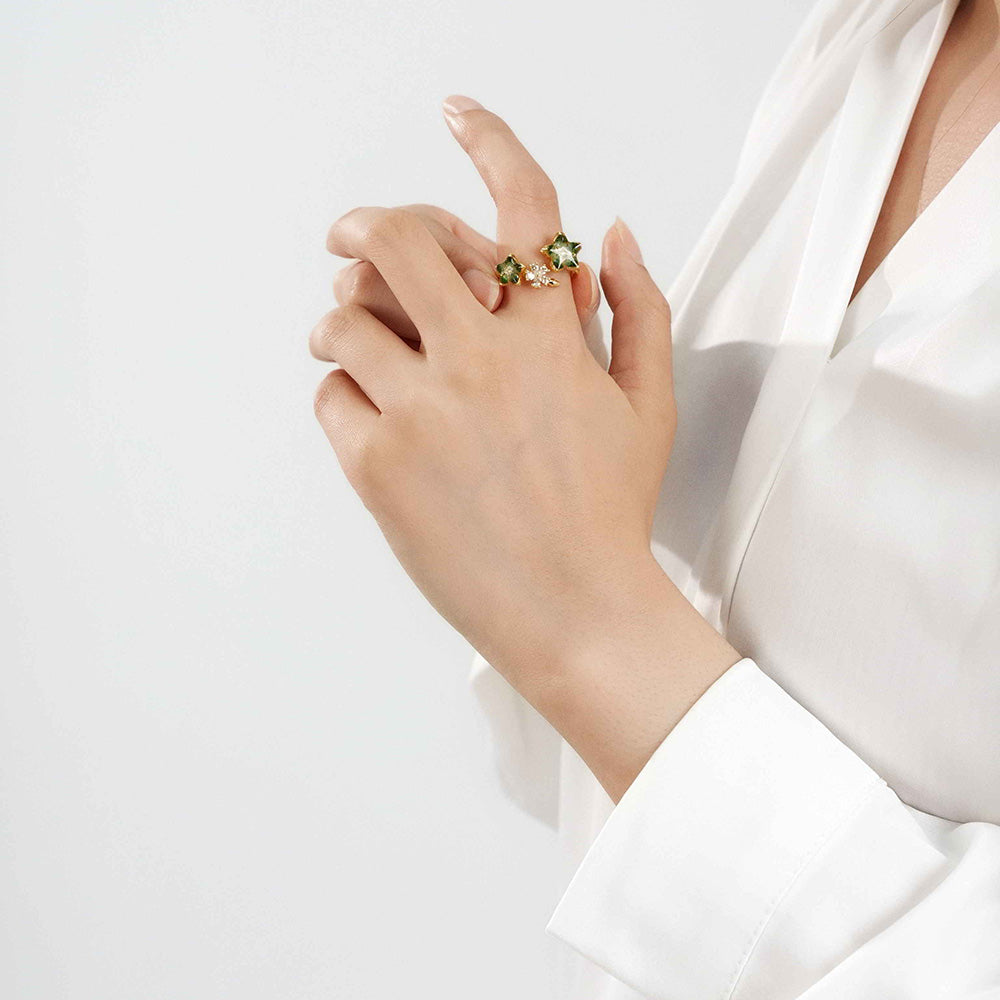 Jade Green Peach Blossom Ring