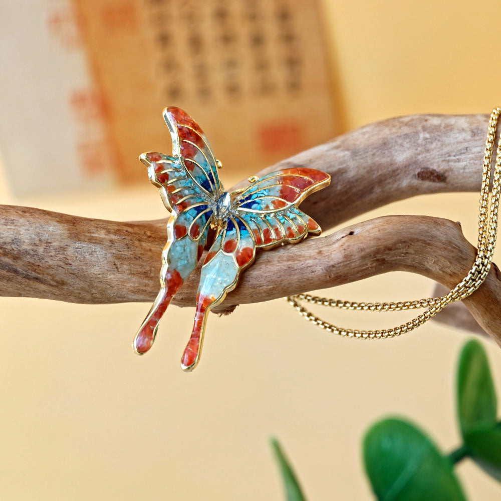 Large Butterfly Necklace – Dunhuang Red