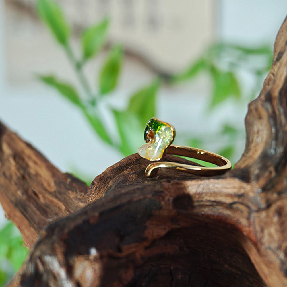 Jade Green Auspicious Cloud Open Ring