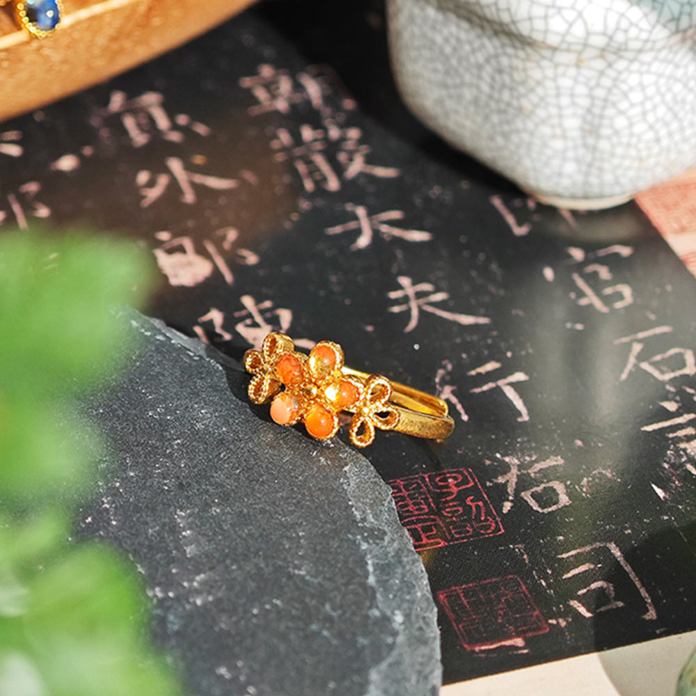 Five-Petal Flower Ring - Red & Prosperous Series
