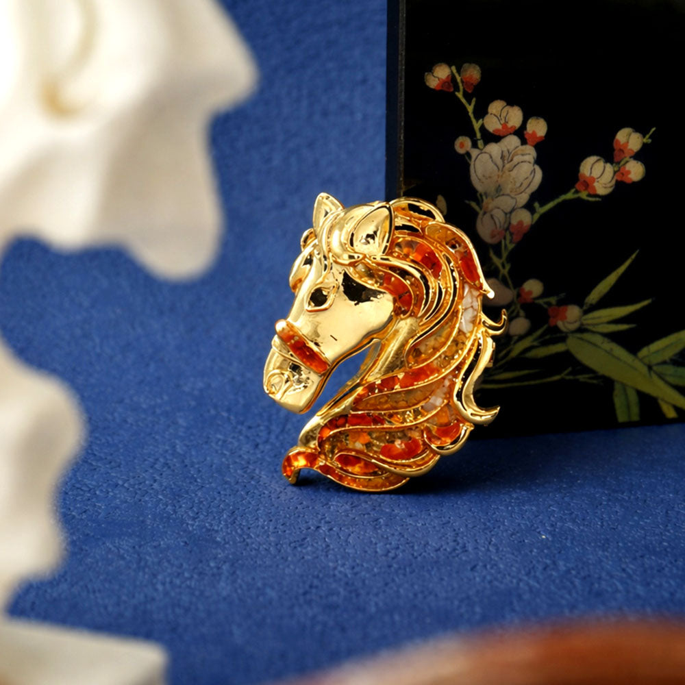 Horse Brooch – Prosperous Red Series