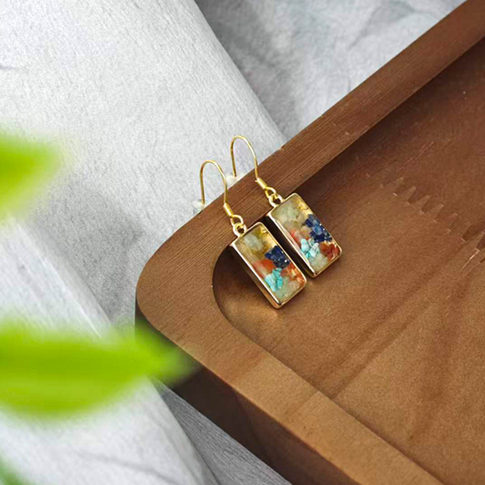 Rectangular Hook Earrings – Dunhuang Color Series