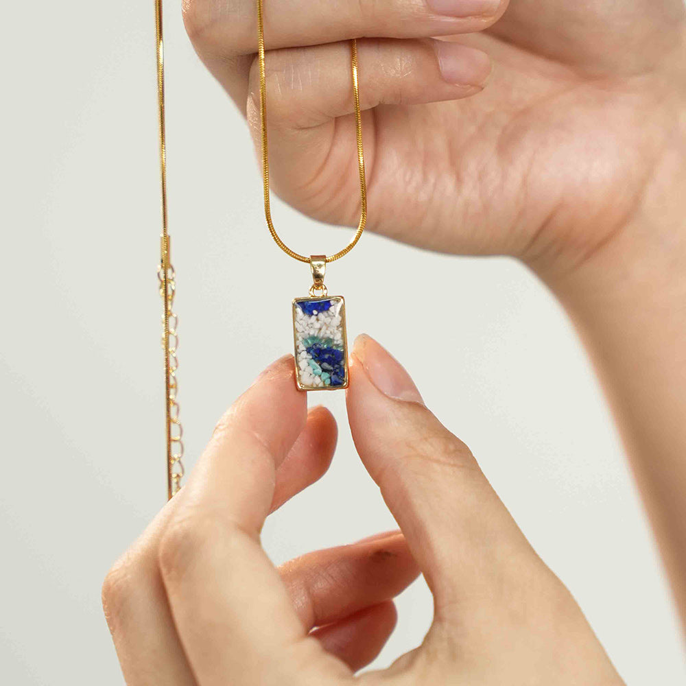Rectangular Pendant – Blue & White Style