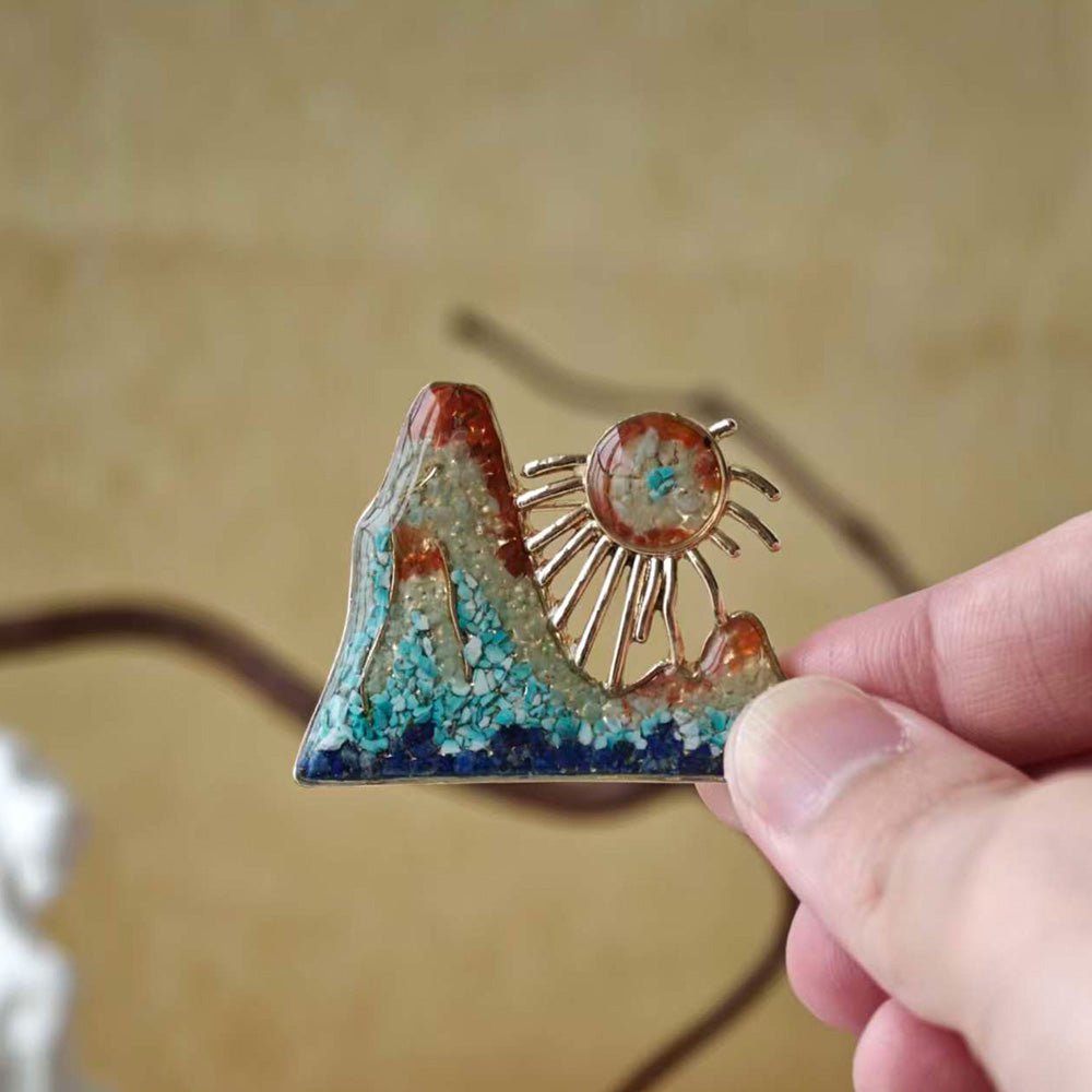 Dunhuang-Colored Rising Sun East Brooch