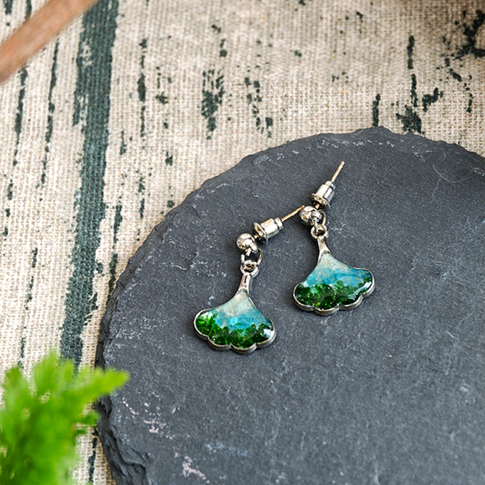 Studs – Ginkgo Leaf, Emerald Green