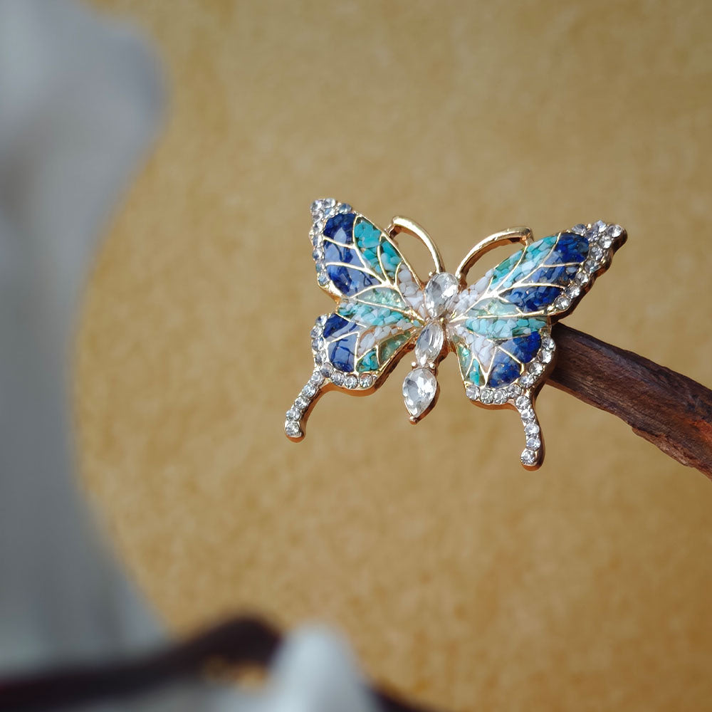 Blue & White Butterfly Brooch