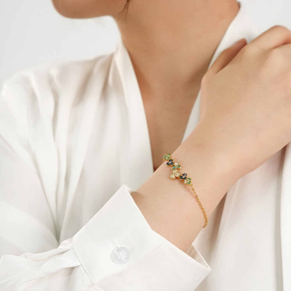 Bracelet: Plum Blossom Jadeite Green Gradient Series