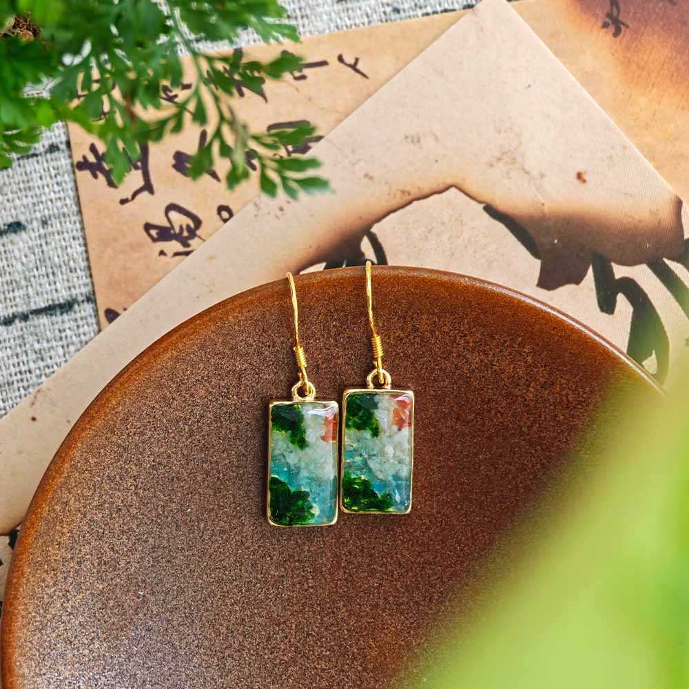 Rainy-Day Jiangnan Rectangular Ear Hooks