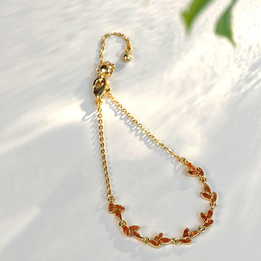 Bracelet – Tiny Leaf, Prosperous Red Series