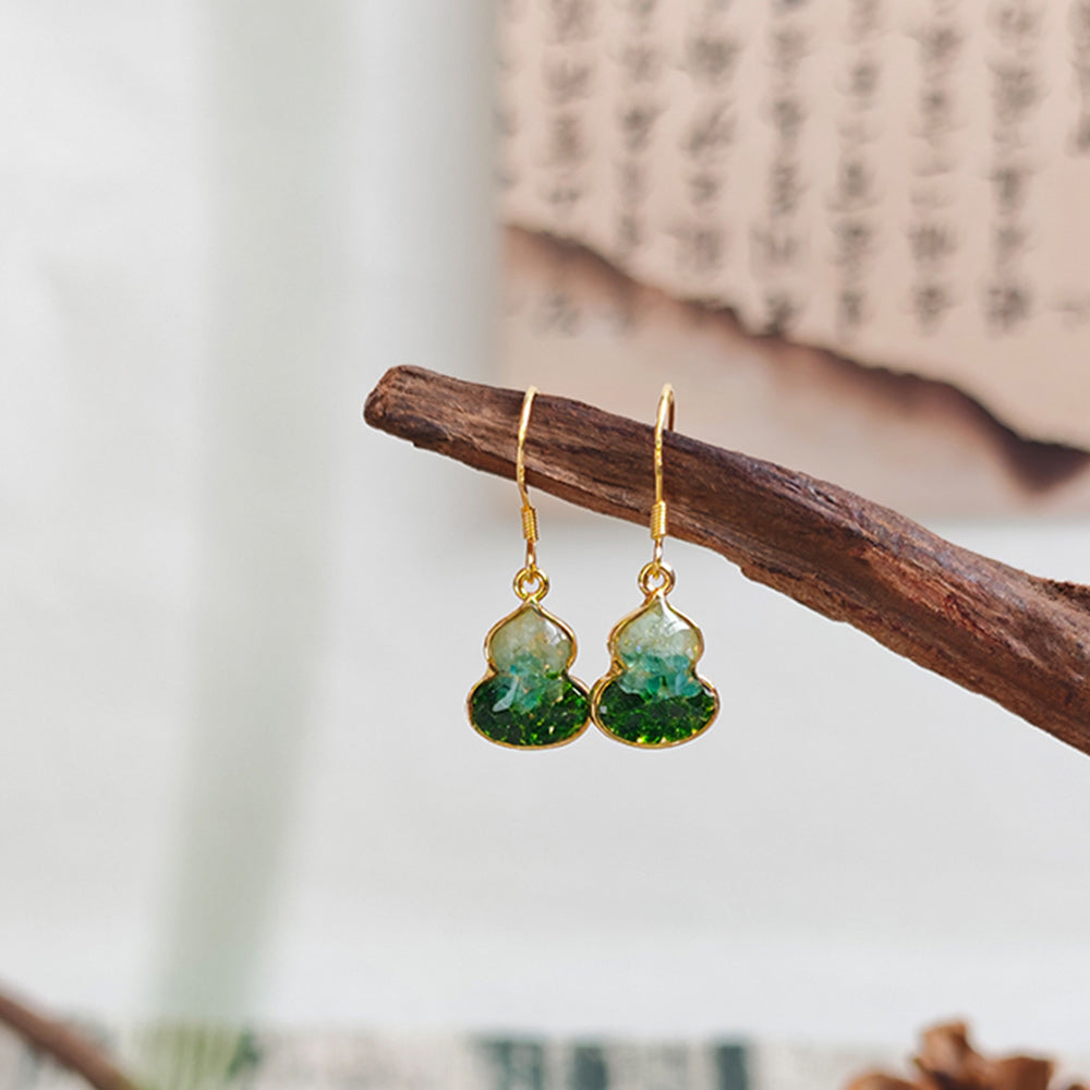 Jade Green Gourd Stud Earrings
