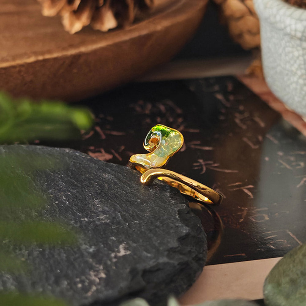 Jade Green Auspicious Cloud Open Ring
