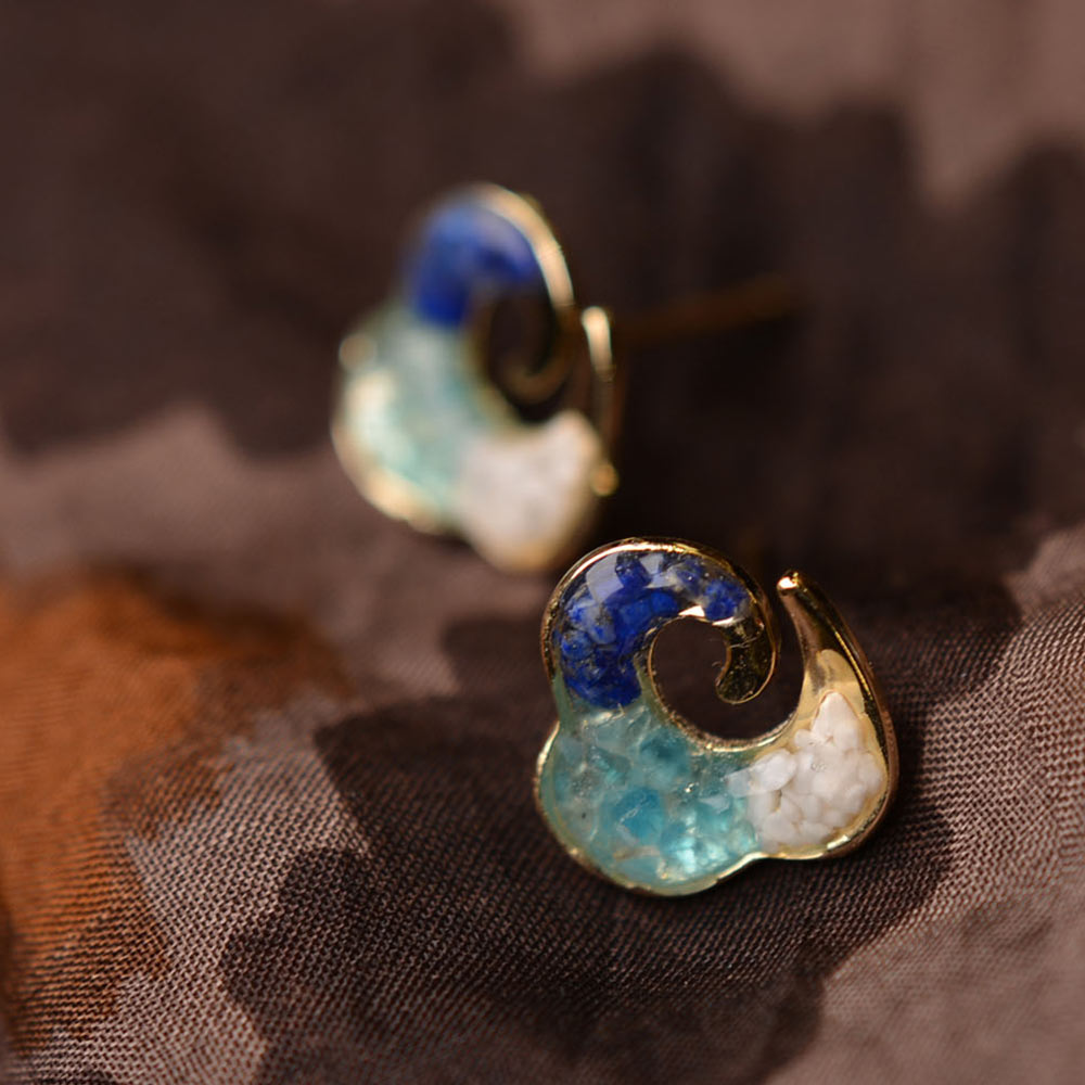Earrings – Blue & White Swirling Cloud