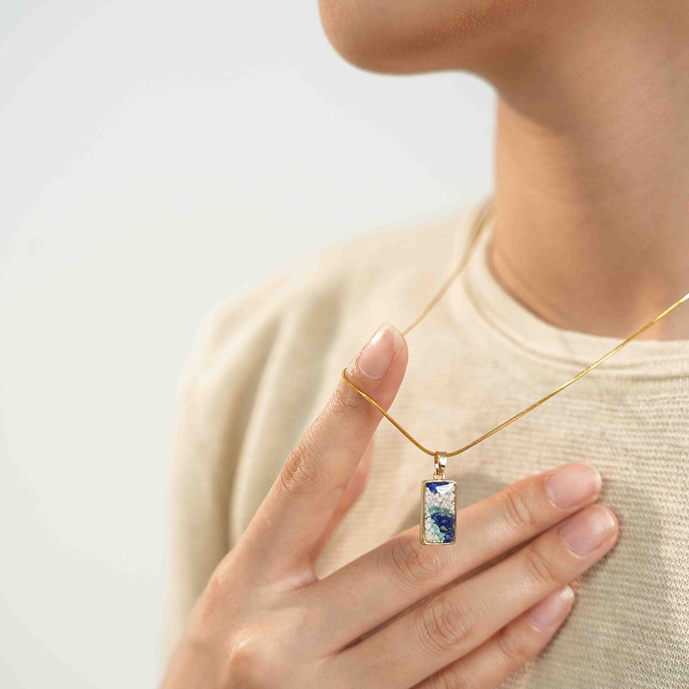 Rectangular Pendant – Blue & White Style