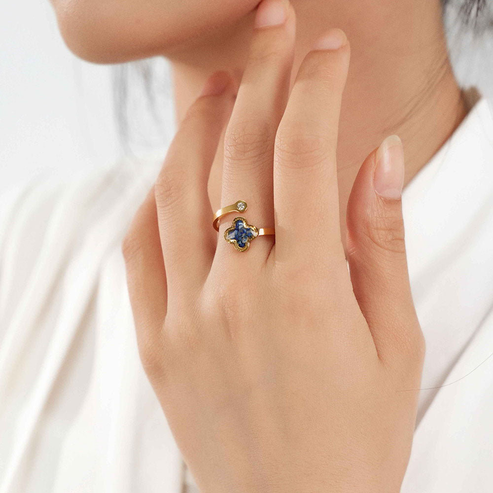 Lapis Four-Leaf Clover Ring