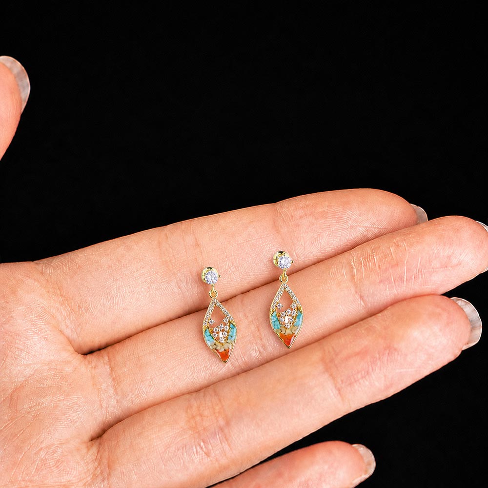 Earrings–Hollow Diamond, Dunhuang Red