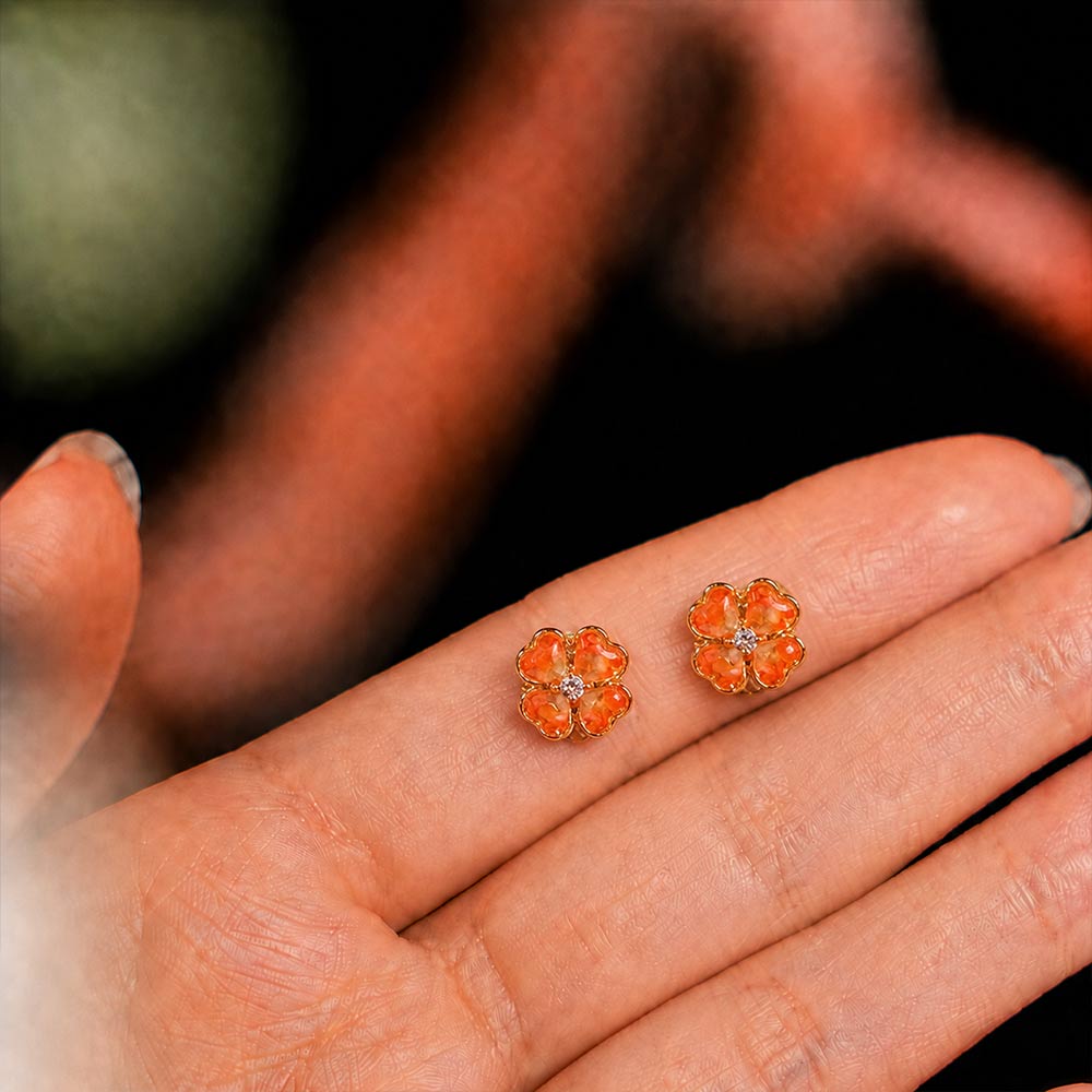 Four-Leaf Clover Stud Earrings, Prosperous Series