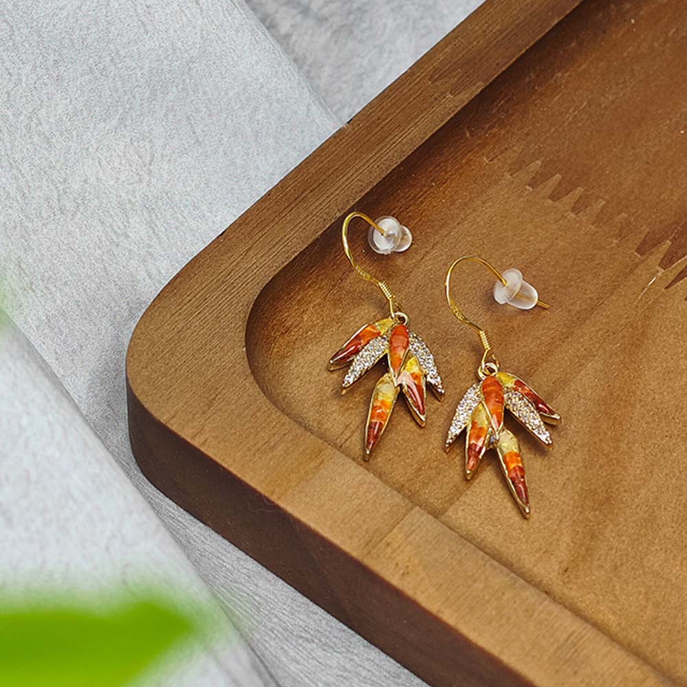 Bamboo Leaf Earrings – Red Series