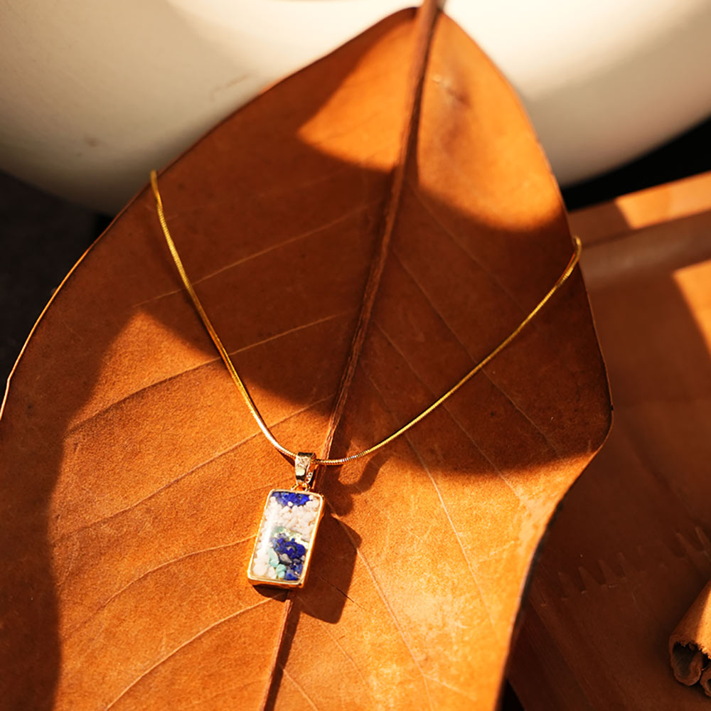 Rectangular Pendant – Blue & White Style