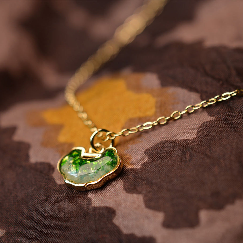 Emerald Green Longevity Lock Necklace