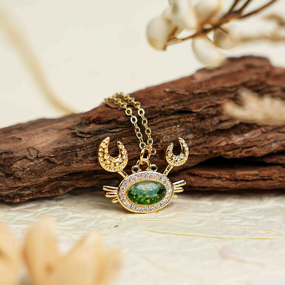 Emerald Green Crab Necklace