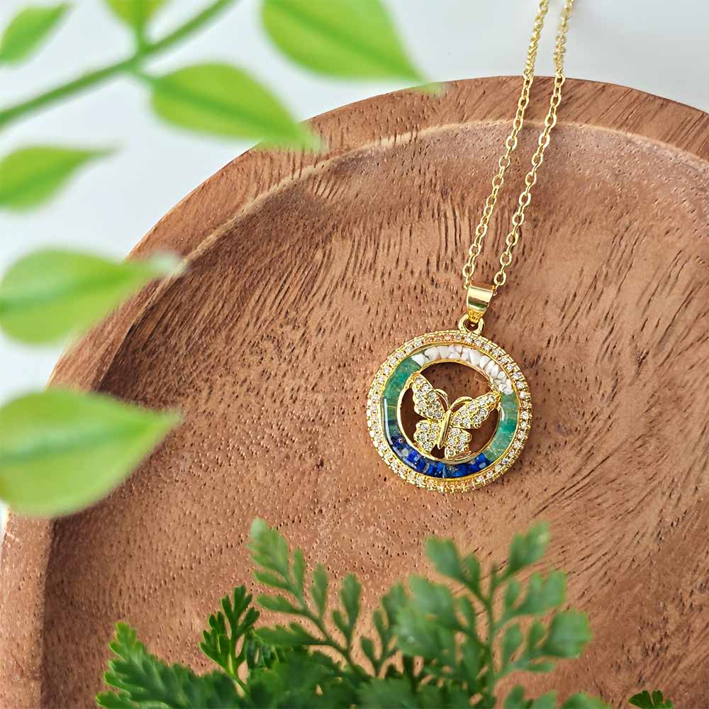 Openwork Butterfly Necklace – Blue & White Series