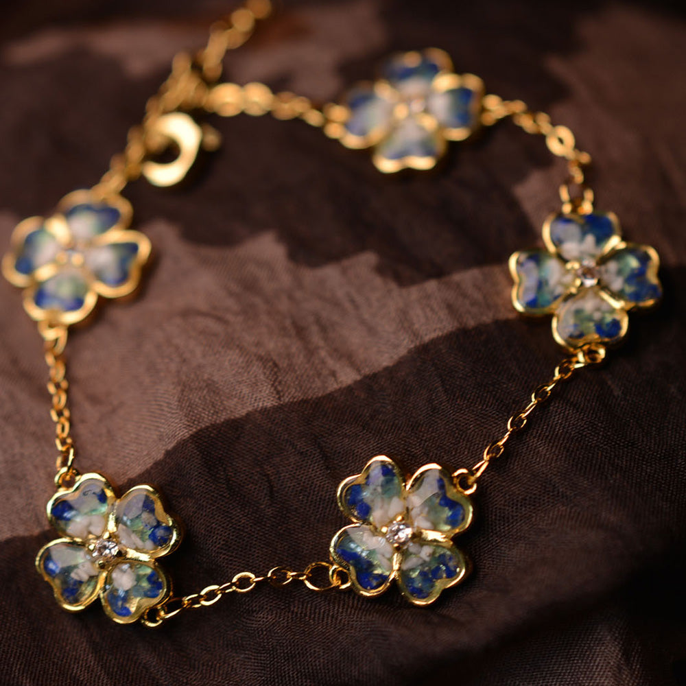 Bracelet – Four-Leaf Clover B, Blue & White Series
