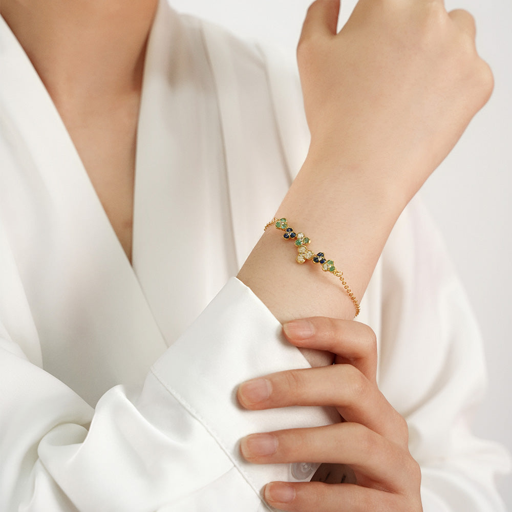 Bracelet: Plum Blossom Jadeite Green Gradient Series
