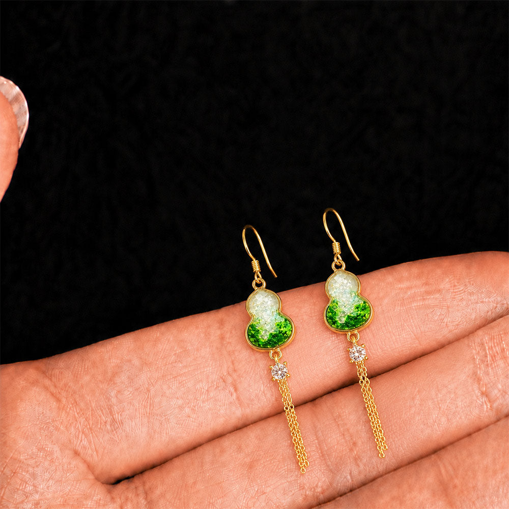 Gourd Stud Earrings with Pendant