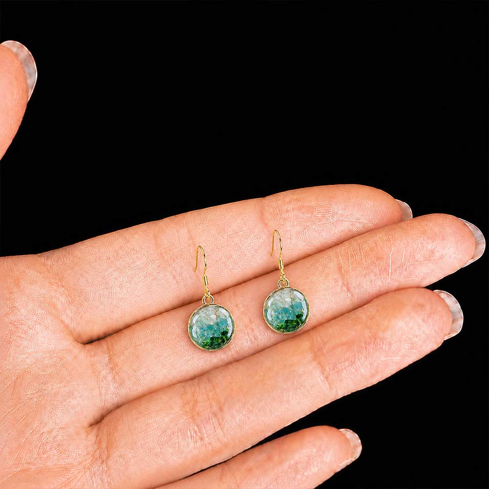 Small Round Bead Drop Earrings – Jade Green Series