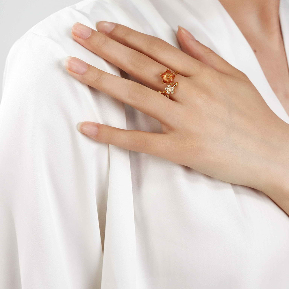 Prosperous Red Peach Blossom Ring