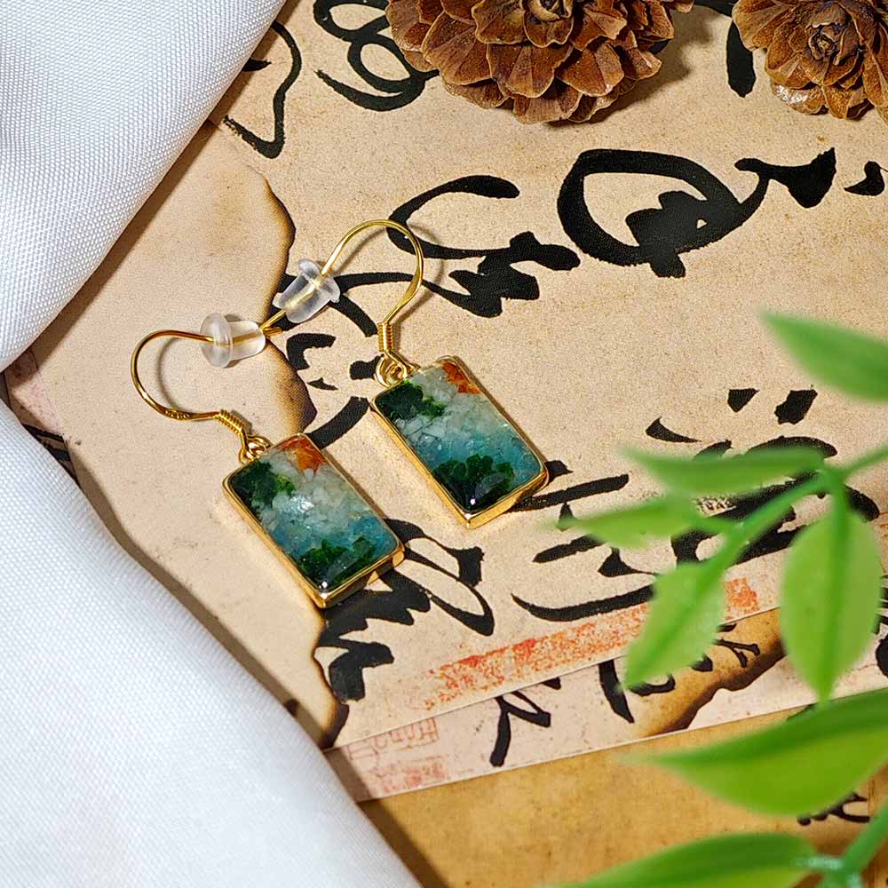 Rainy-Day Jiangnan Rectangular Ear Hooks
