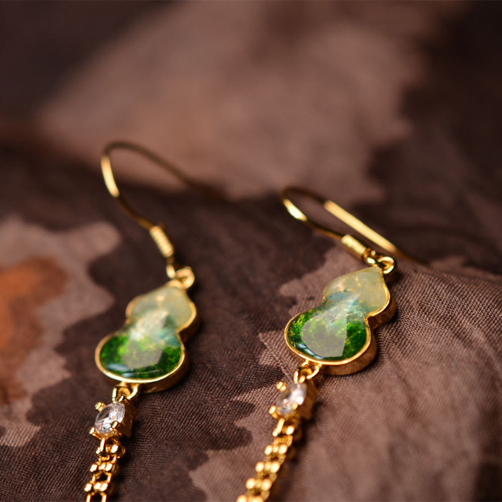 Gourd Stud Earrings with Pendant