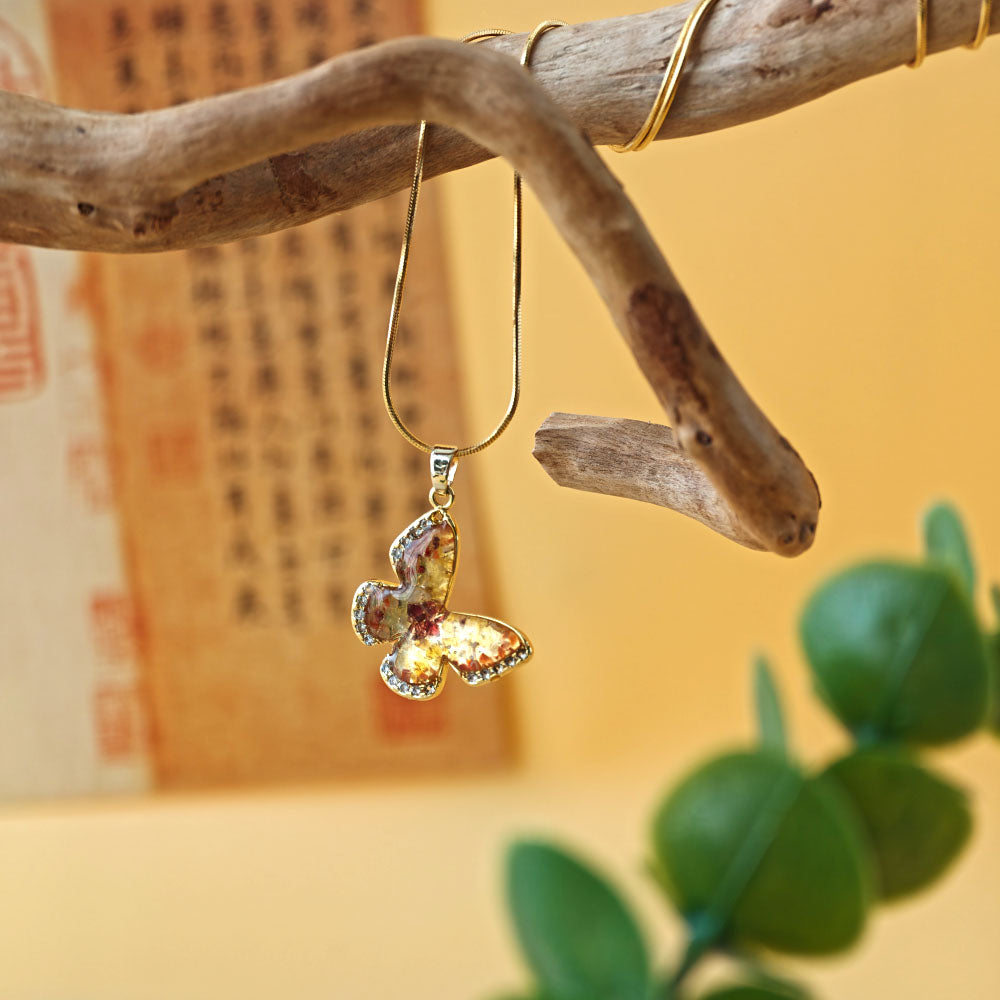 Butterfly Necklace – Prosperous Red 15MM with Crystals