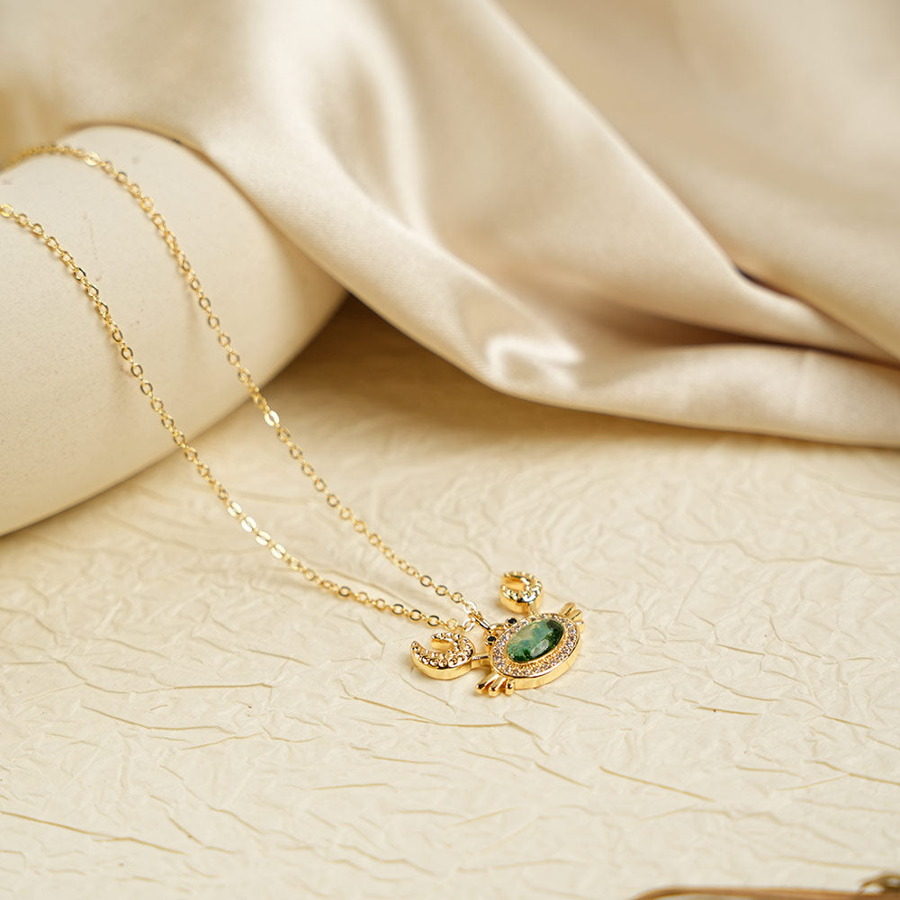 Emerald Green Crab Necklace