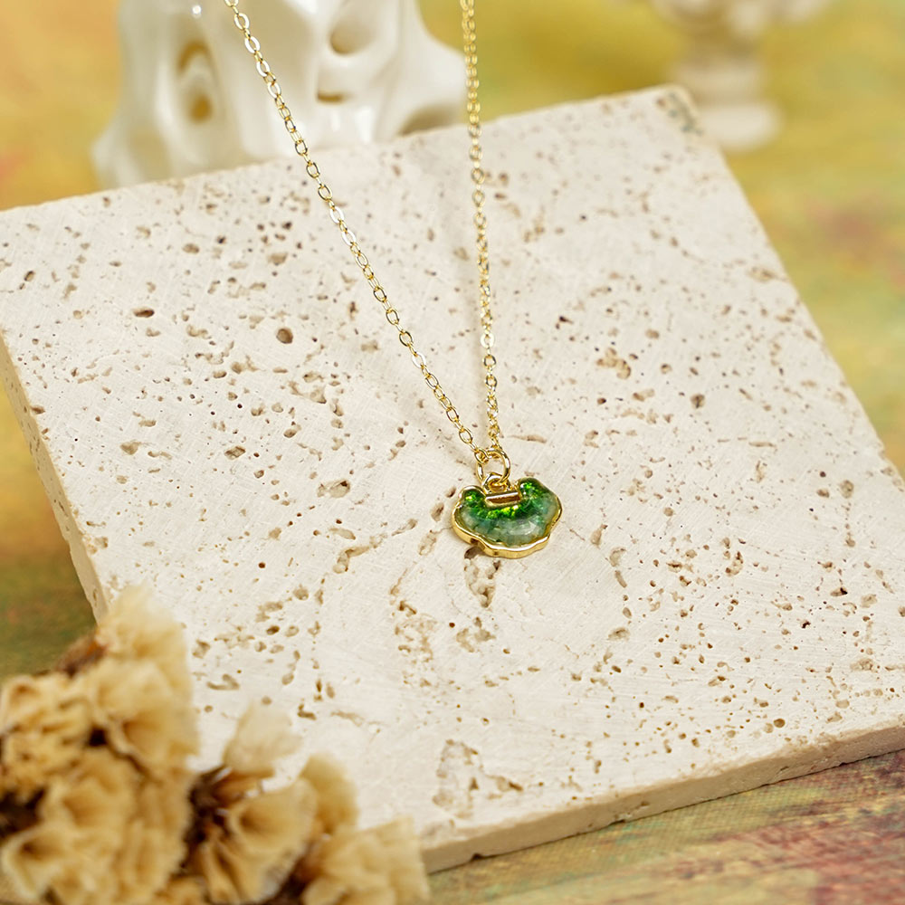 Emerald Green Longevity Lock Necklace