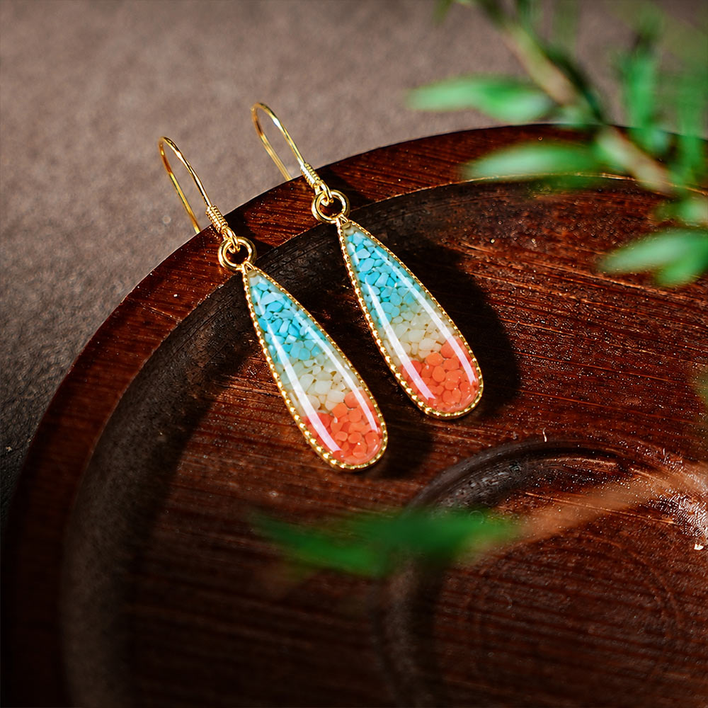 Ear Studs, Dunhuang Red Southern Red Agate Drop Style