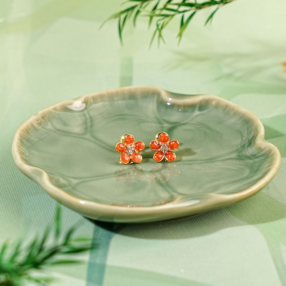 Five-Leaf Flower Stud Earrings, Prosperous Series