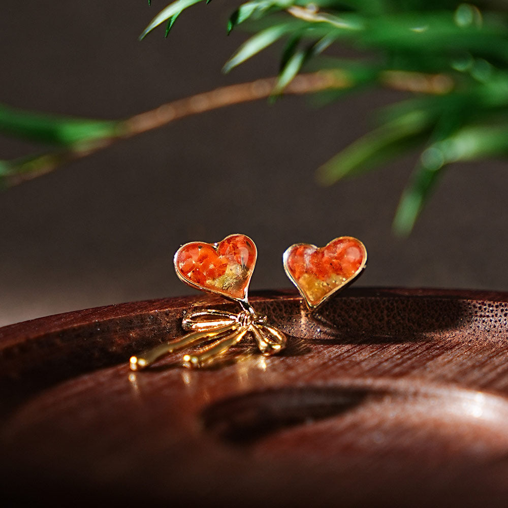 Stud Earrings – Prosperous Red Asymmetrical Heart