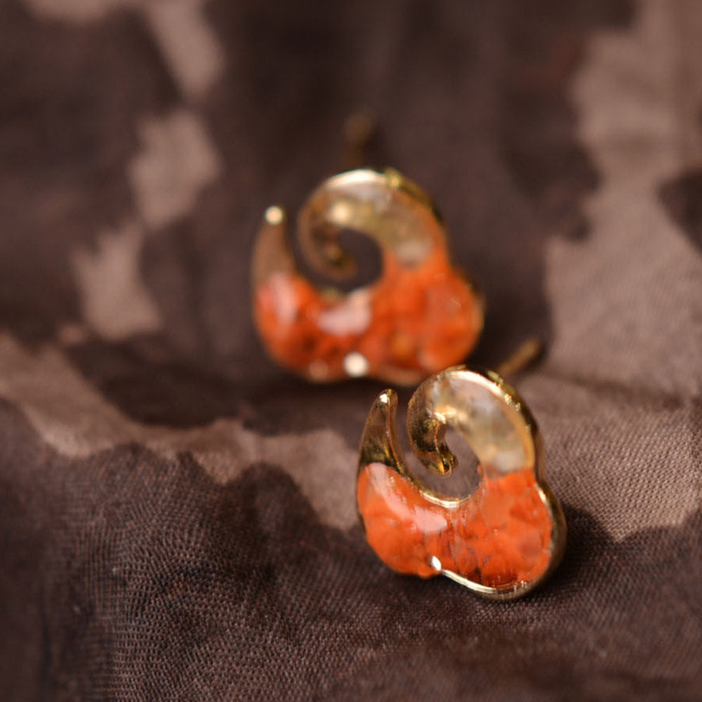 Stud Earrings - Prosperous Red Cloud Motif