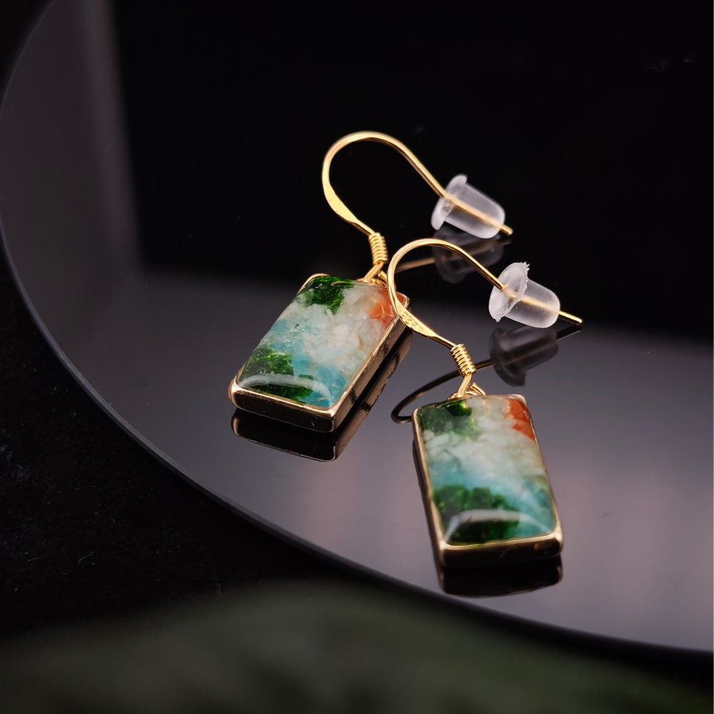 Rainy-Day Jiangnan Rectangular Ear Hooks
