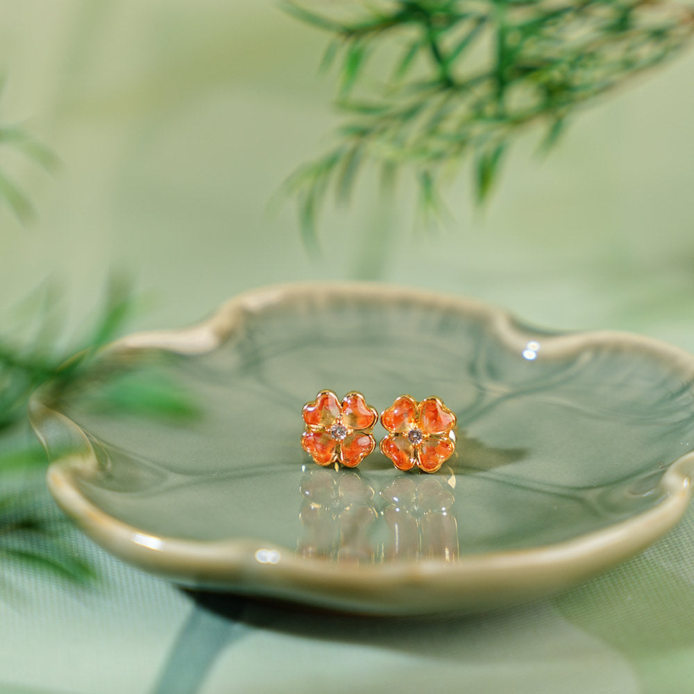 Four-Leaf Clover Stud Earrings, Prosperous Series
