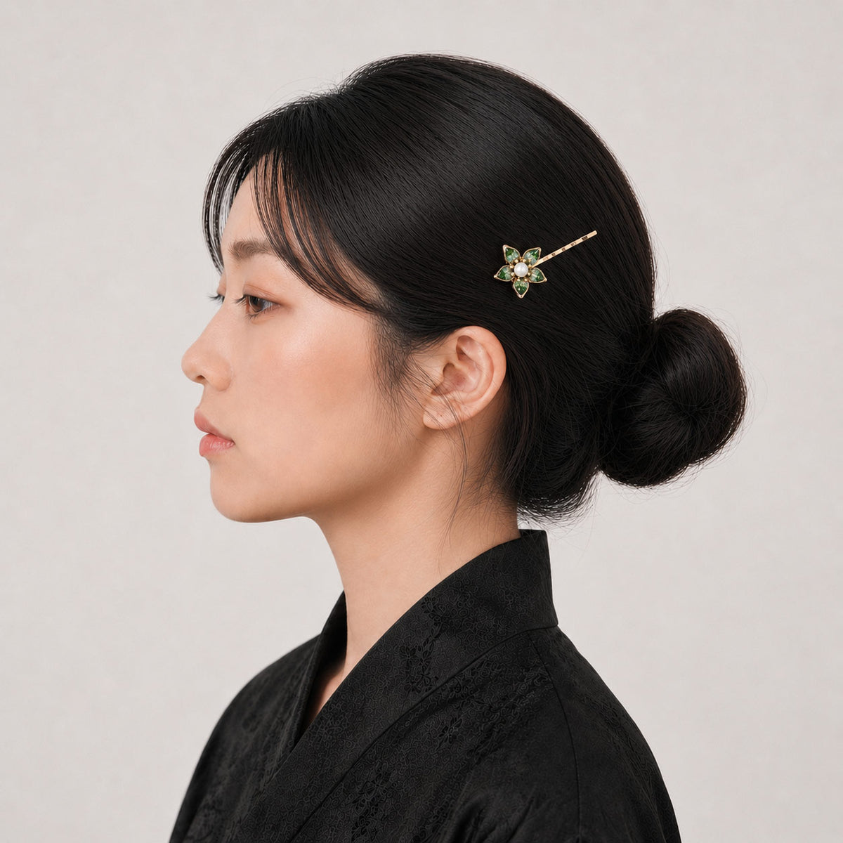 Jadeite Green Five-Star Flower Hairclip