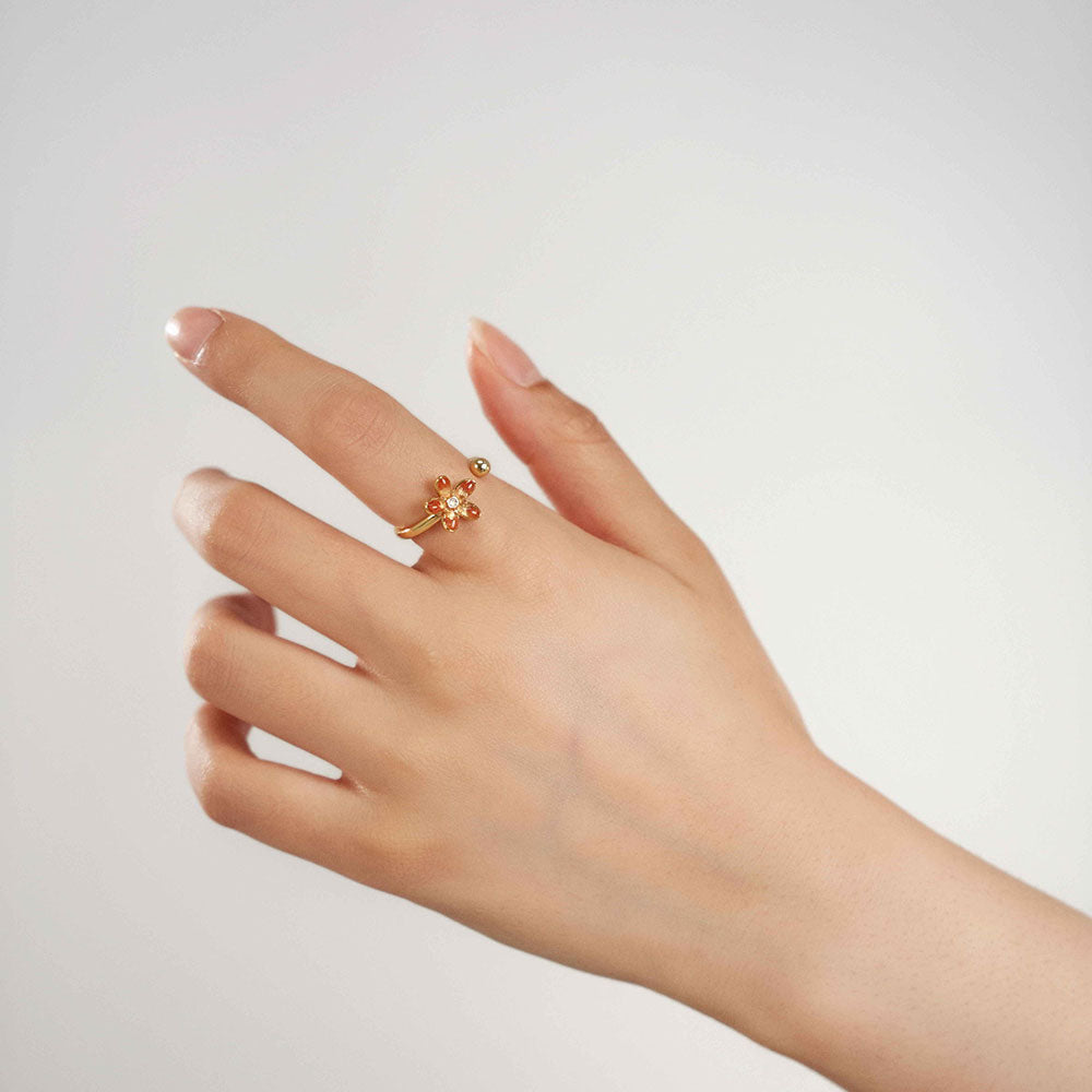 Prosperous Red Peach Blossom Ring